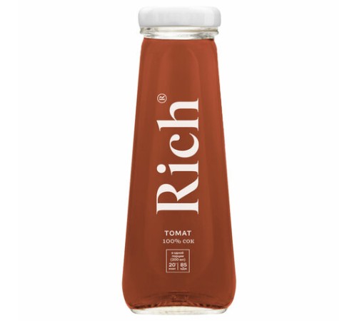 Сок RICH 0,2 л, томат, подходит для детского питания, стеклянная бутылка, 1655301