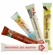 Сахар порционный, микс вкусов в стиках (ваниль, имбирь, кокос, корица, белый), 1 кг