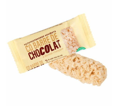 Конфеты мультизлаковые CO BARRE DE CHOCOLAT с белой глазурью, 135 г, УТ-00032332