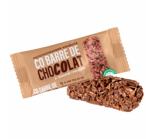 Конфеты мультизлаковые CO BARRE DE CHOCOLAT с темной глазурью, 135 г, УТ-00032333