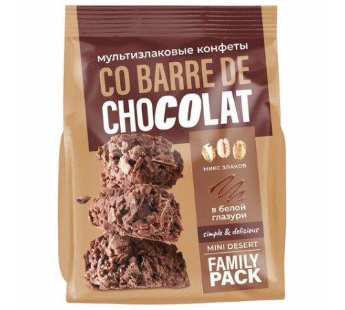 Конфеты мультизлаковые CO BARRE DE CHOCOLAT с темной глазурью, 135 г, УТ-00032333