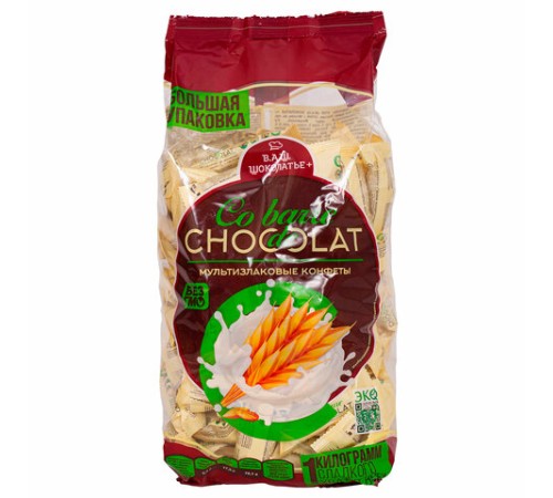 Конфеты мультизлаковые CO BARRE DE CHOCOLAT с белой глазурью, 1000 г