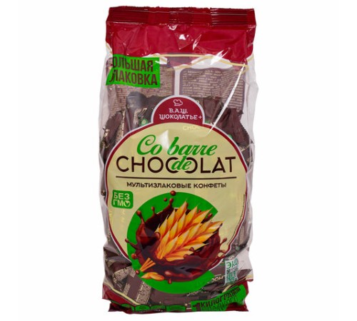 Конфеты мультизлаковые CO BARRE DE CHOCOLAT с темной глазурью, 1000 г