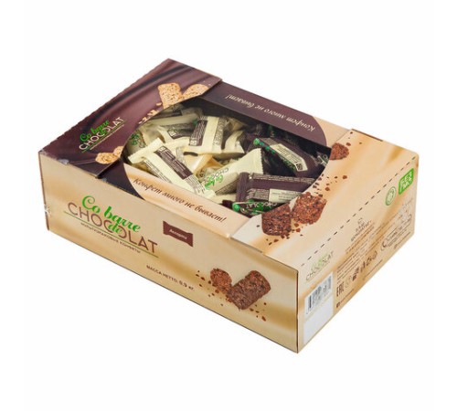 Конфеты мультизлаковые CO BARRE DE CHOCOLAT, ассорти в белой и темной глазури, 900 г