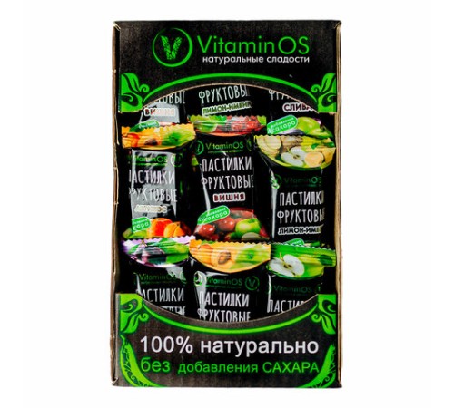 Пастила VITAMINOS фруктовое ассорти (яблоко, абрикос, слива, вишня, лимон), 400 г