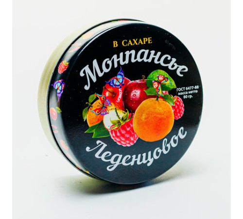 Монпансье леденцовое в сахаре с фруктовым вкусом, 80 г