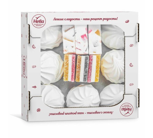Набор НЕВА, ассорти: зефир ванильный, мармелад трехслойный, пастила с кусочками мармелада, 650 г