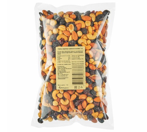 Смесь жареных орехов и изюма, СЕМУШКА, 1 кг
