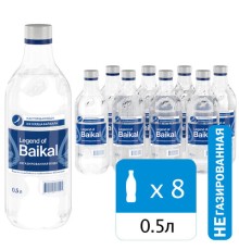 Вода негазированная питьевая LEGEND OF BAIKAL 0,5 л, стеклянная бутылка, УТ-00000655