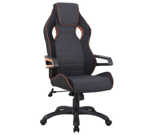 Кресло компьютерное BRABIX "Techno Pro GM-003", ткань, черное/серое, вставки оранжевые, 531813