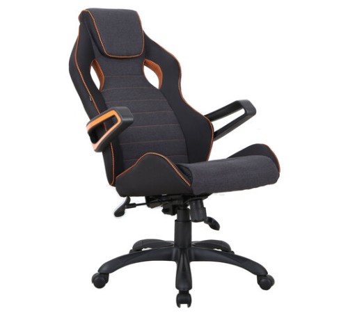 Кресло компьютерное BRABIX "Techno Pro GM-003", ткань, черное/серое, вставки оранжевые, 531813