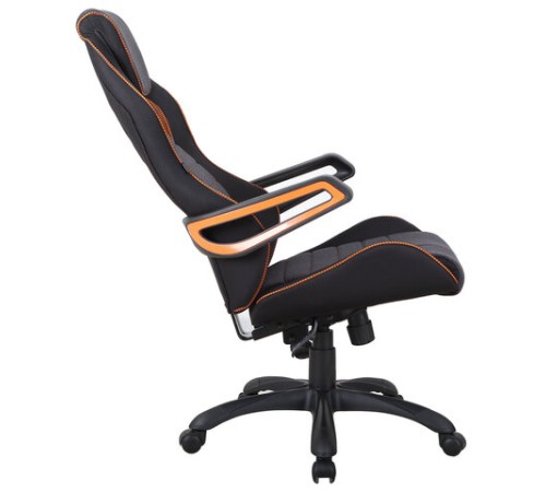Кресло компьютерное BRABIX "Techno Pro GM-003", ткань, черное/серое, вставки оранжевые, 531813