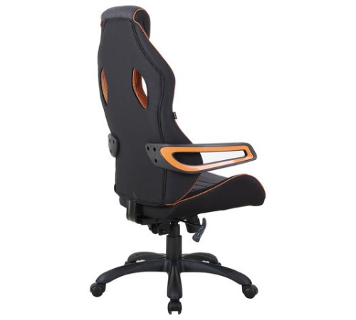 Кресло компьютерное BRABIX "Techno Pro GM-003", ткань, черное/серое, вставки оранжевые, 531813