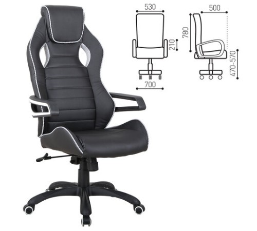 Кресло компьютерное BRABIX "Techno Pro GM-003", экокожа, черное/серое, вставки серые, 531814 Кресло компьютерное BRABIX "Techno Pro GM-003", экокожа, черное/серое, вставки серые, 531814