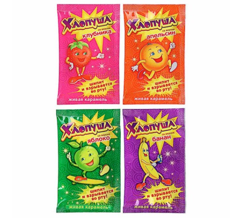 Леденцы ХЛОПУША ассорти 4 вкусов, 7 г, HL-2