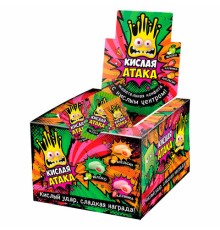 Конфета жевательная КИСЛАЯ АТАКА с кислым центром, ассорти 3 вкусов, 4,5 г, KA-1-1