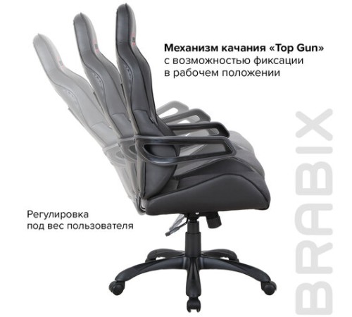 Кресло компьютерное BRABIX "Nitro GM-001", ткань, экокожа, черное, 531817 Кресло компьютерное BRABIX "Nitro GM-001", ткань, экокожа, черное, 531817