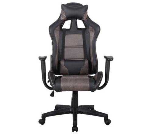 Кресло компьютерное BRABIX "GT Racer GM-100", две подушки, ткань, экокожа, черное/коричневое, 531819