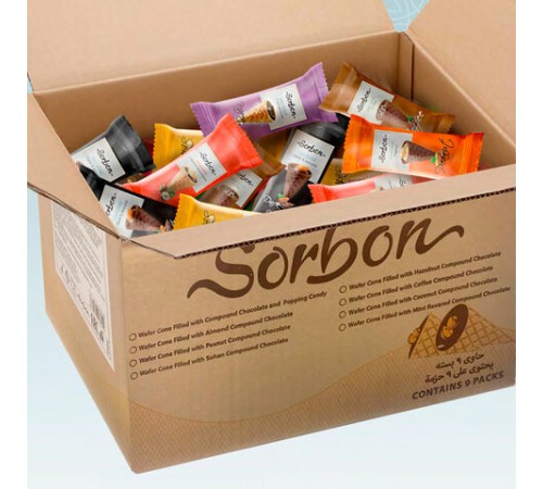 Конфеты мини-рожки в индивидуальной упаковке SORBON 