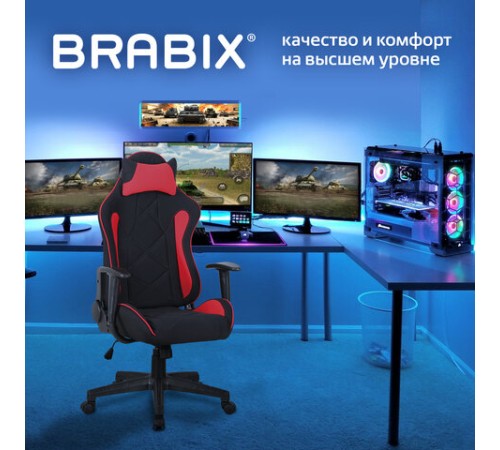 Кресло компьютерное BRABIX "GT Racer GM-101", подушка, ткань, черное/красное, 531820 Кресло компьютерное BRABIX "GT Racer GM-101", подушка, ткань, черное/красное, 531820