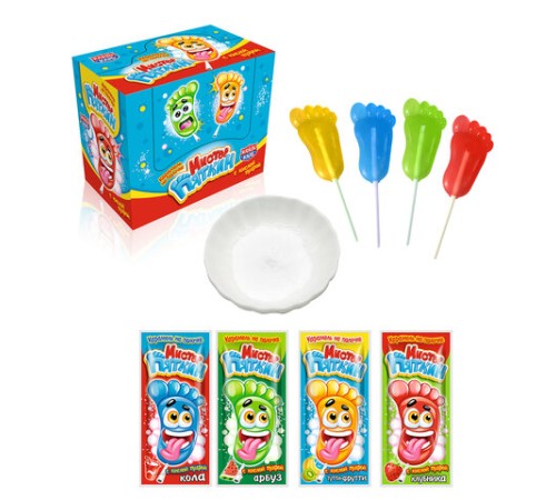 Карамель на палочке с кислой пудрой 