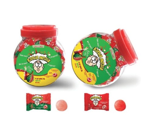 Карамель ВЗРЫВ МОЗГА ассорти 2 вкуса (кола, арбуз), 3 г, КОНФИТОЙ, КТ93624