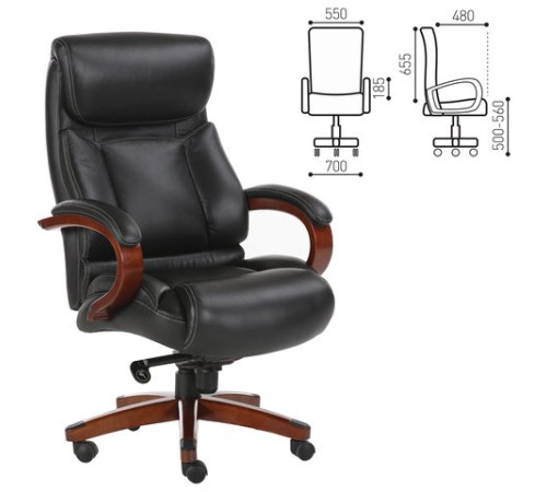 Кресло из натуральной кожи BRABIX PREMIUM "Infinity EX-707", дерево, черное, 531826