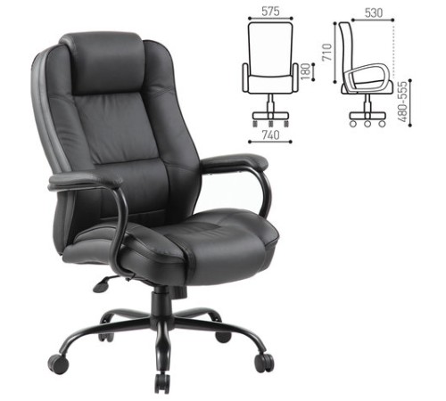 Кресло офисное BRABIX PREMIUM "Heavy Duty HD-002", усиленное, НАГРУЗКА до 200 кг, экокожа, 531829