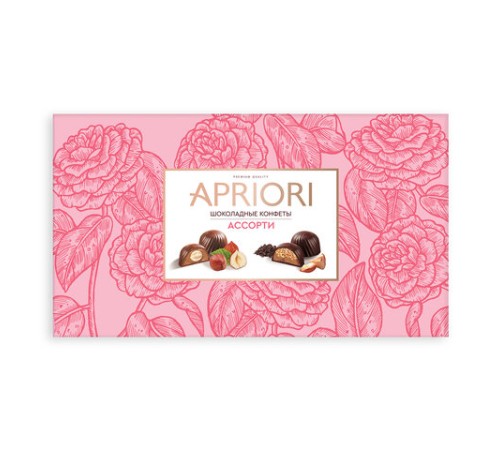 Конфеты из натурального шоколада с орехом APRIORI ассорти 3 вкуса, 200 г, 41594