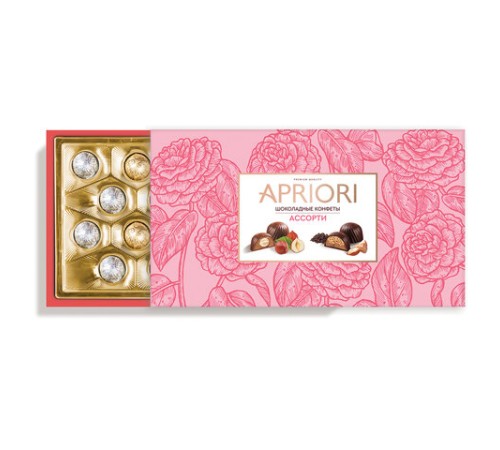 Конфеты из натурального шоколада с орехом APRIORI ассорти 3 вкуса, 200 г, 41594