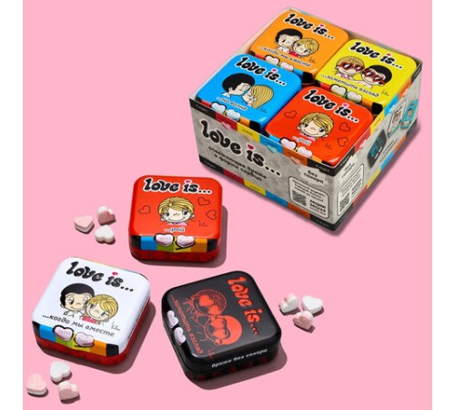 Драже освежающие в форме сердца LOVE IS, вкус клубника, 20 г, 709241