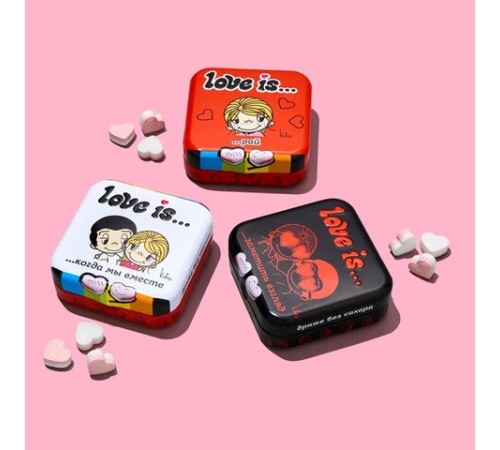 Драже освежающие в форме сердца LOVE IS, вкус клубника, 20 г, 709241