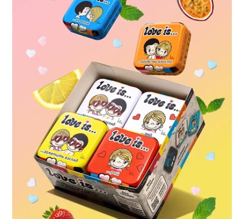 Драже освежающие в форме сердца LOVE IS, вкус клубника, 20 г, 709241