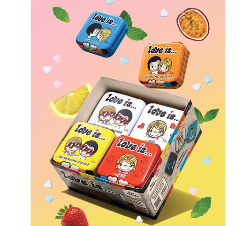 Драже освежающие в форме сердца LOVE IS, вкус маракуйя, 20 г, 709244