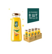 Сок Апельсиновый IL PRIMO восстановленный в стеклянной бутылке 0,2 л