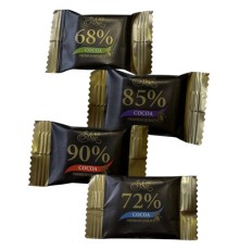 Шоколад порционный KONFESTA горький 68%, 72%, 85%, 90% какао, 1100 г (220 штук по 5 г)