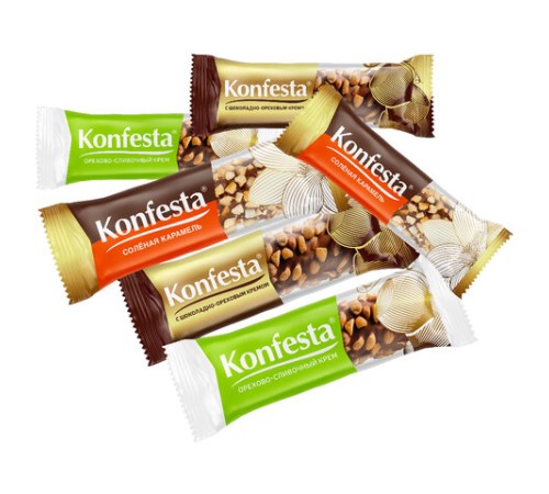 Конфеты KONFESTA ассорти (соленая карамель, шоколадно-ореховая, орехово-сливочная), 1100 г