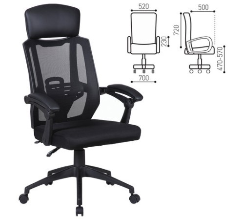 Кресло офисное BRABIX "Nexus ER-401", с подголовником, черное, 531835 Кресло офисное BRABIX "Nexus ER-401", с подголовником, черное, 531835