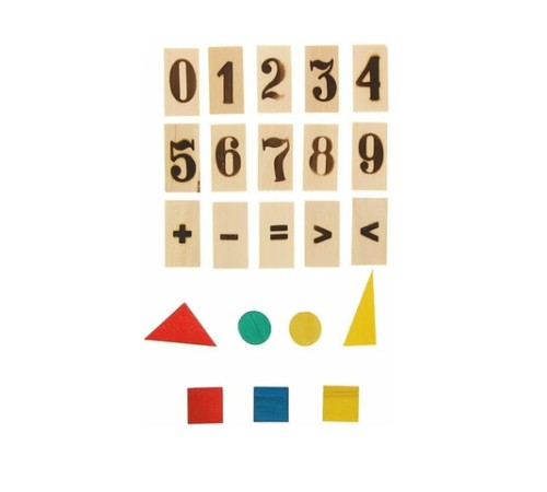 Касса цифр и счетного материала из натурального дерева 