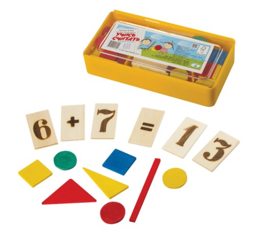 Касса цифр и счетного материала из натурального дерева 