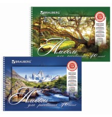 Альбом для рисования, А4, 40 листов, гребень, обложка картон, BRAUBERG, 195х285 мм, 