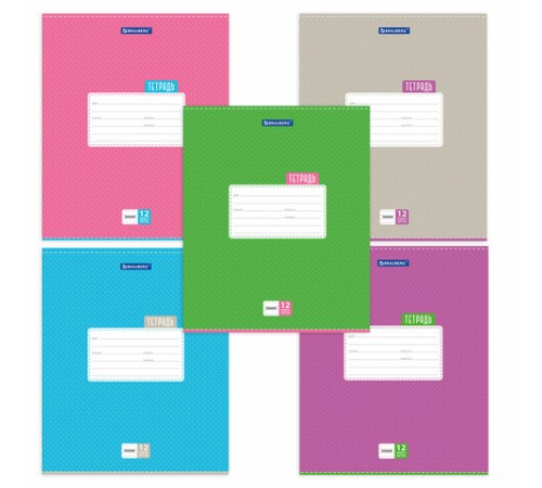 Тетрадь 12 л. BRAUBERG, линия, обложка картон, ТОЧКИ, 103027