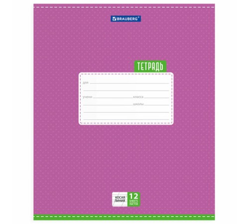 Тетрадь 12 л. BRAUBERG, косая линия, обложка картон, ТОЧКИ, 103033
