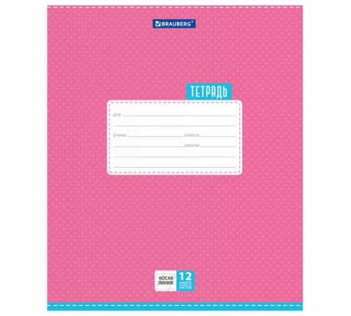 Тетрадь 12 л. BRAUBERG, косая линия, обложка картон, ТОЧКИ, 103033