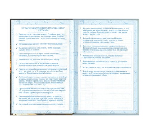 Дневник для музыкальной школы 140х210 мм, 48 л., твердый, BRAUBERG, справочный материал, 