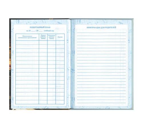 Дневник для музыкальной школы 140х210 мм, 48 л., твердый, BRAUBERG, справочный материал, 