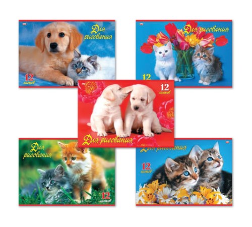 Альбом для рисования, А4, 12 листов, скоба, обложка офсет, HATBER ECO, 205х290 мм, 