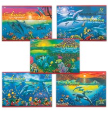 Альбом для рисования, А4, 12 листов, скоба, обложка офсет, HATBER ECO, 205х290 мм, 