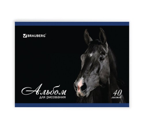 Альбом для рисования, А4, 40 листов, скоба, обложка картон, BRAUBERG, 200х283 мм, 