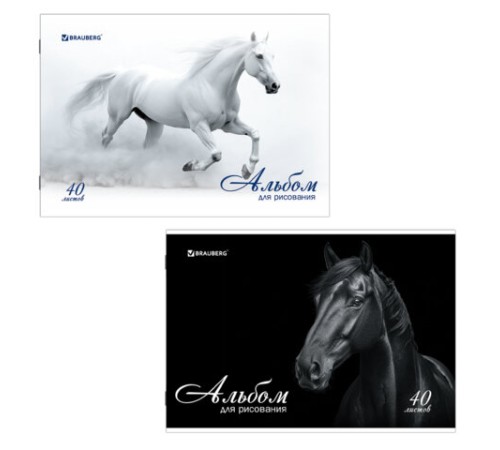 Альбом для рисования, А4, 40 листов, скоба, обложка картон, BRAUBERG, 200х283 мм, 